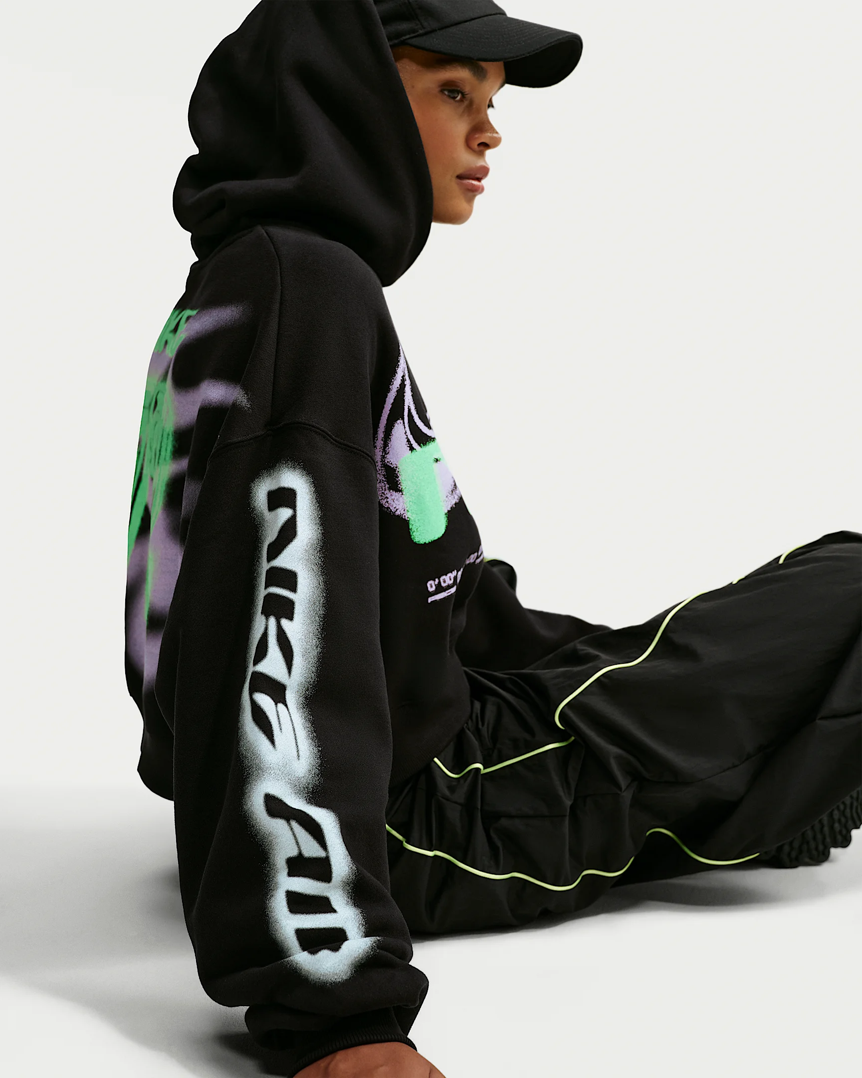 Nike Studio Fleece Medium Weight Women's Cropped Oversized Pullover Hoodie - 1