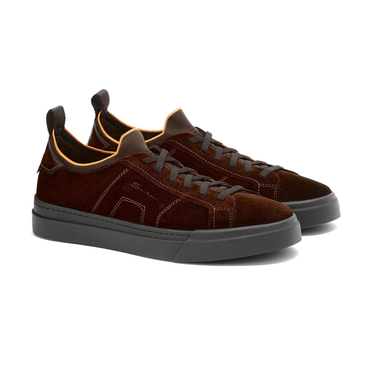 Men's dark brown suede and leather slip-on sneaker - 2
