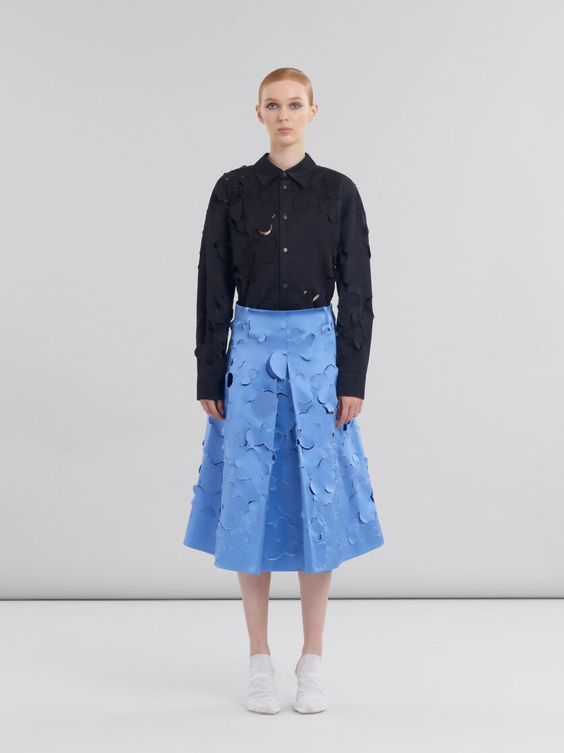 Marni INDIGO DUCHESS SILK FLARED SKIRT WITH CUT-OUT DETAILS outlook