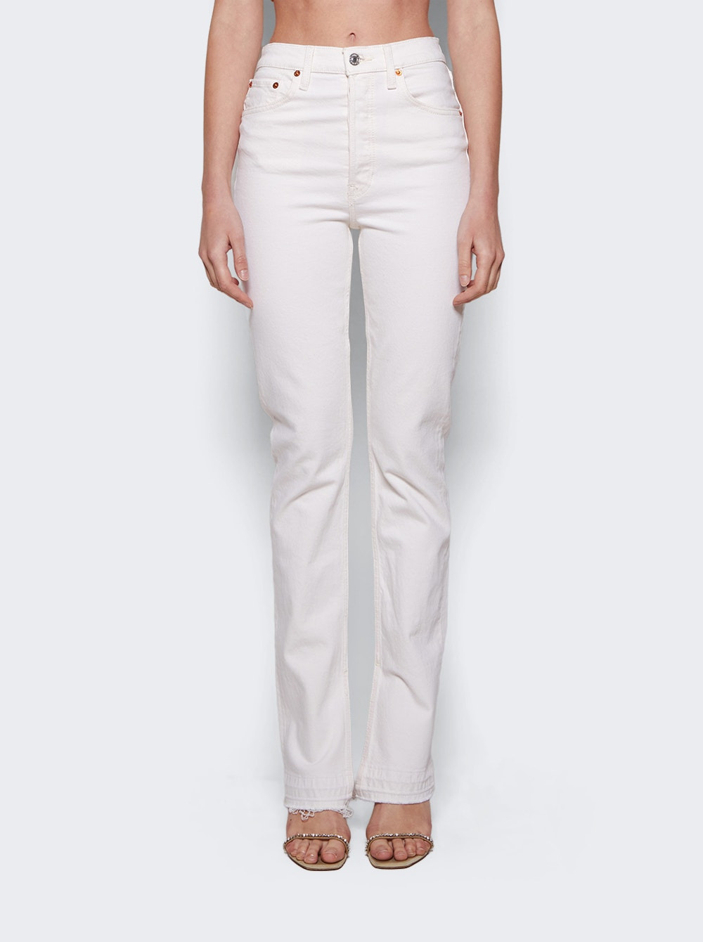 70s High Rise Skinny Boot Jeans Vintage White - 3