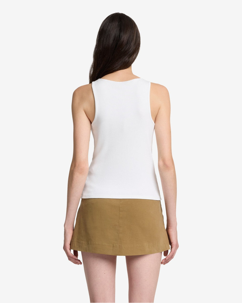 Ribbed Henley Tank in Optical White 5