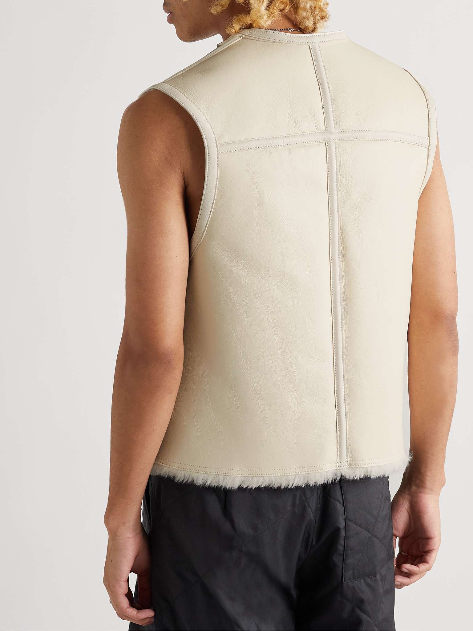 Reversible Shearling and Leather Vest - 5