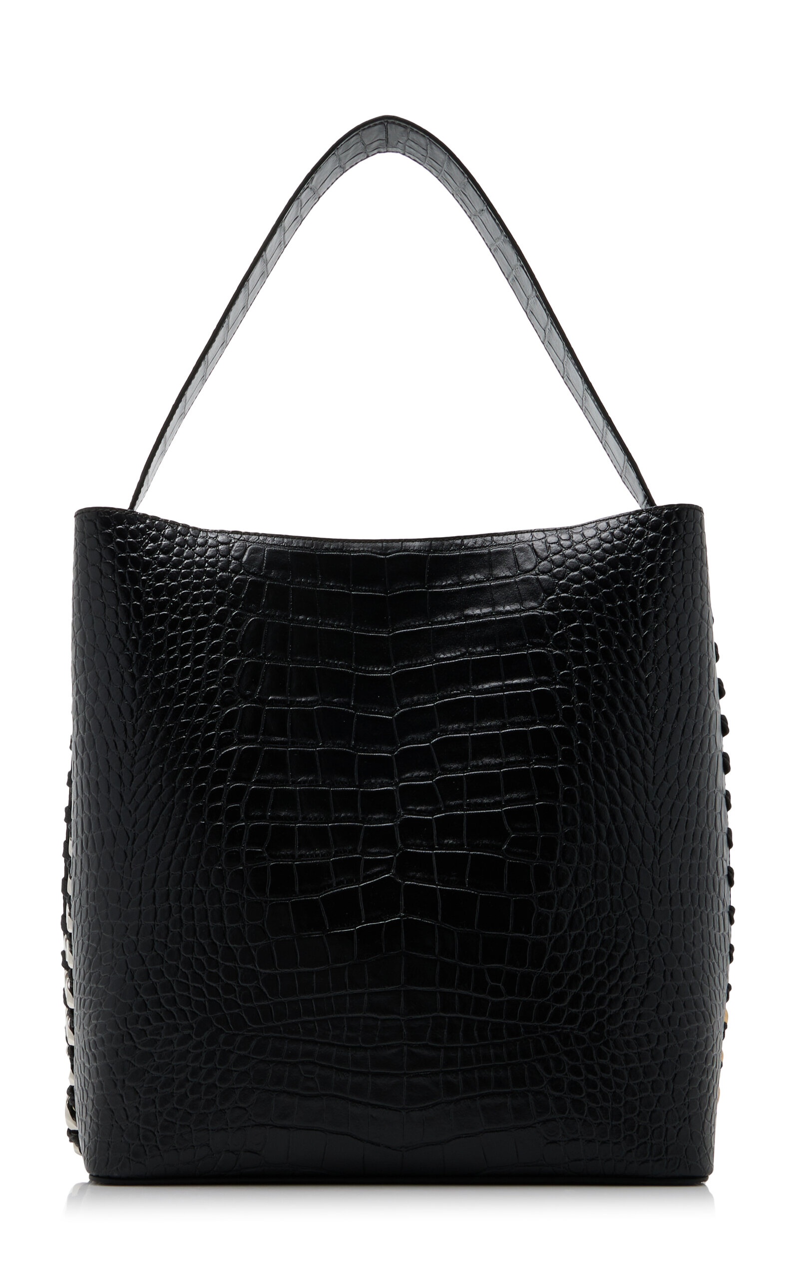 Large Frayme Croc-Effect Embossed Tote Bag black - 5