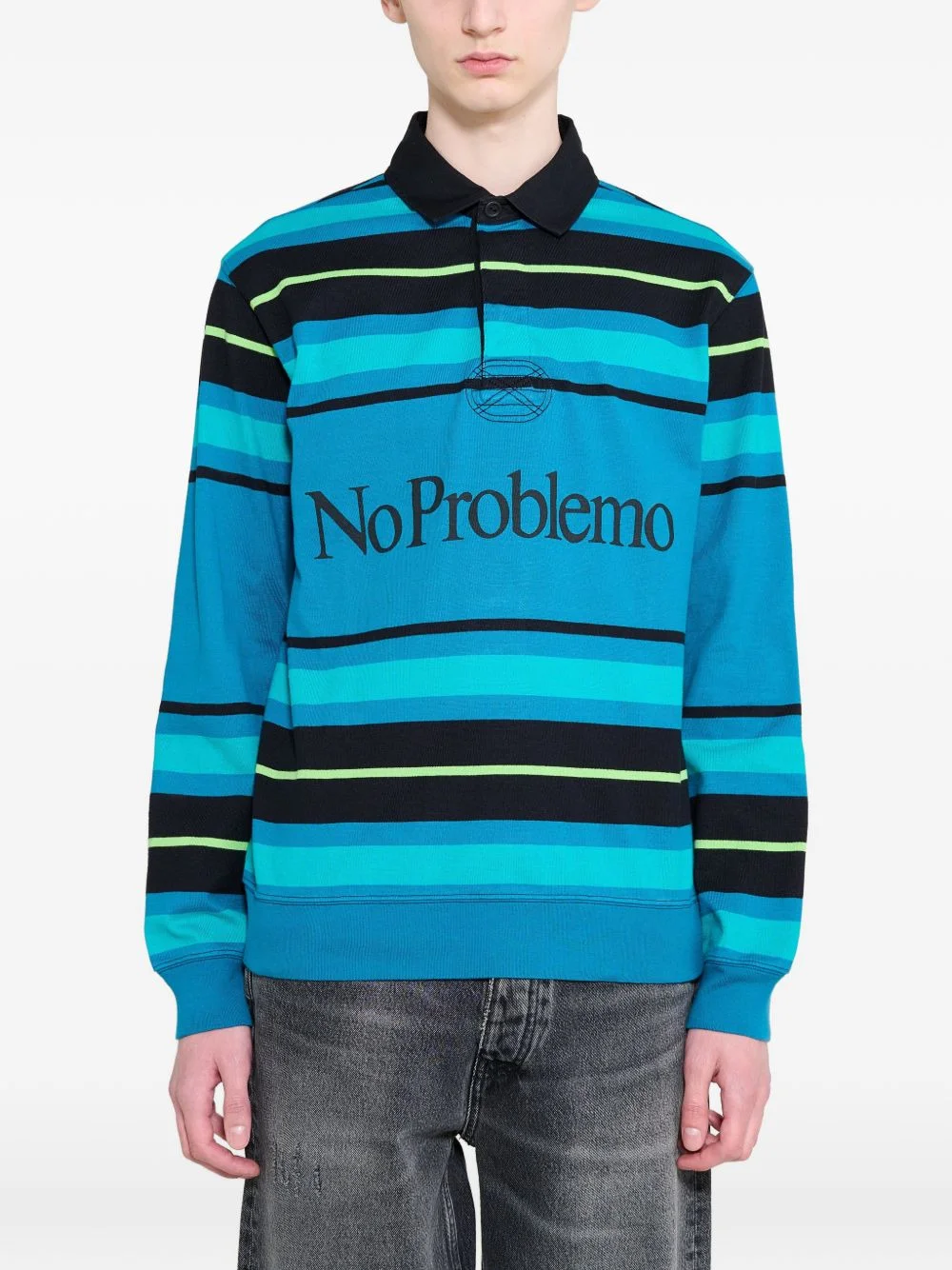 striped long-sleeve polo shirt - 1