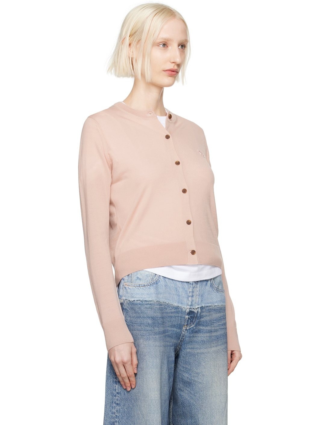 Pink Baby Fox Patch Regular Cardigan - 2
