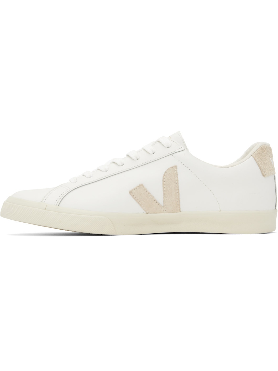 White & Beige Esplar Leather Sneakers - 3