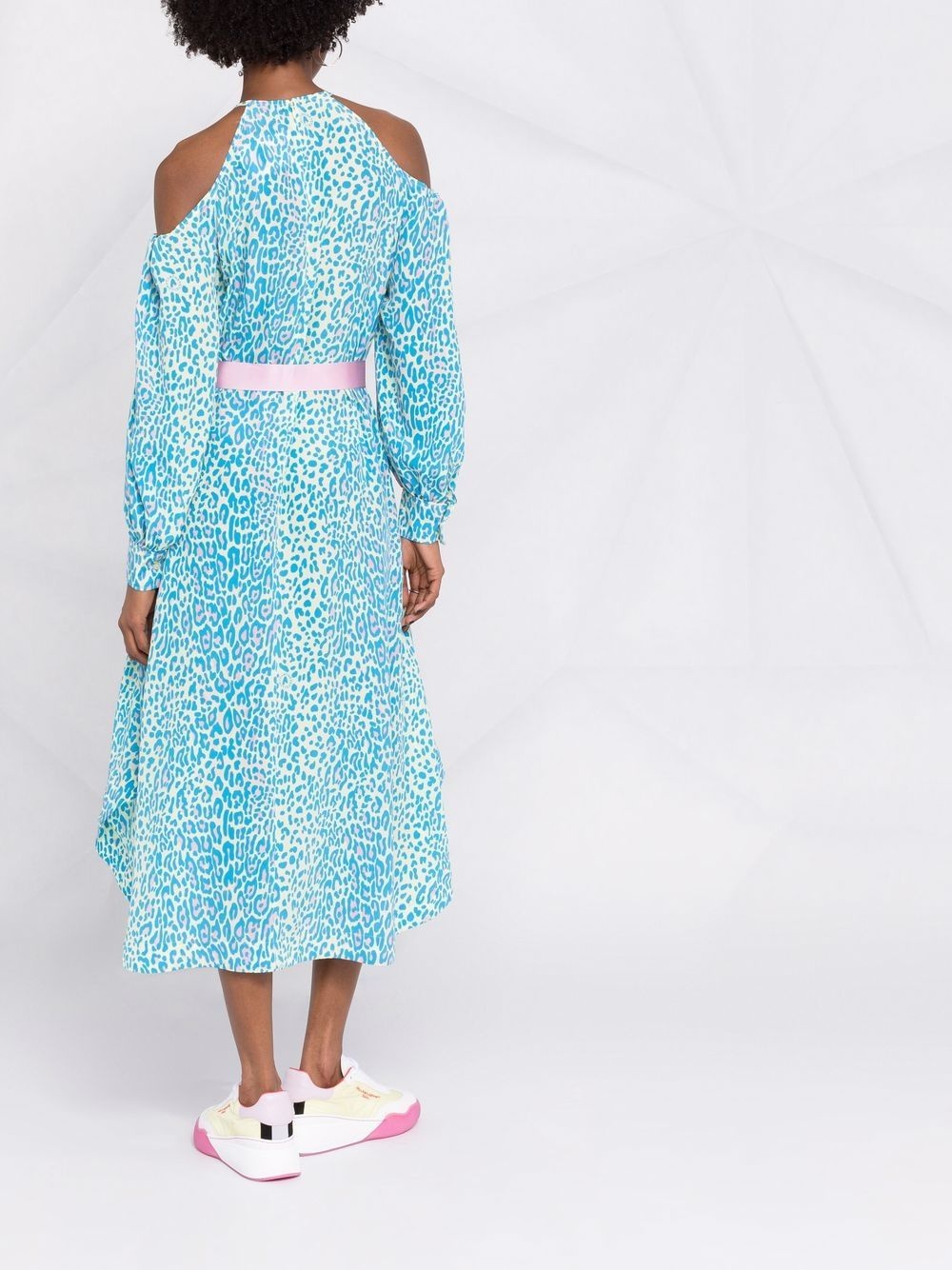 leopard-print belted dress - 4
