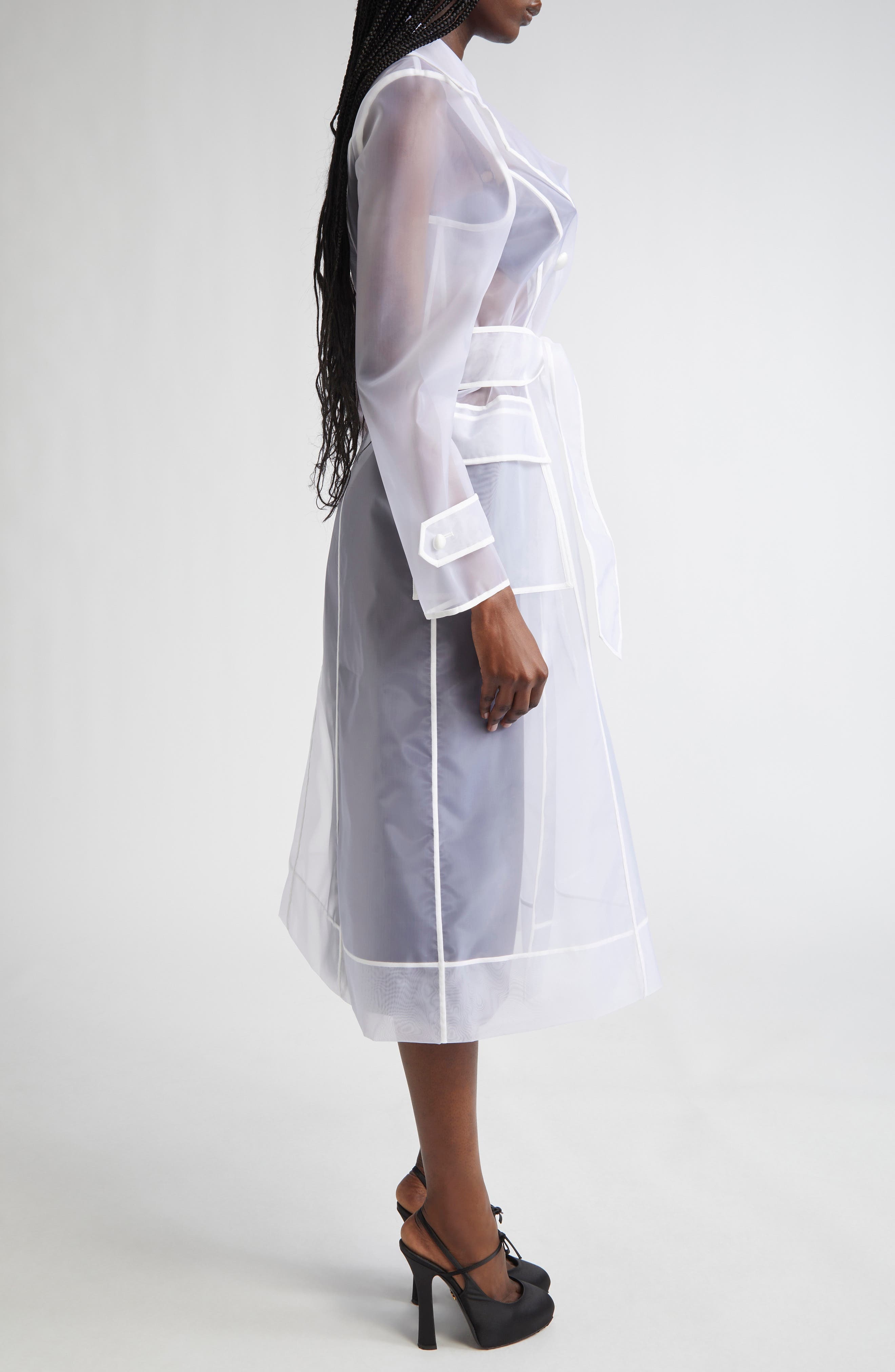Dolce&Gabbana Technical Organza Trench Coat in W0800 Bianco Ottico at Nordstrom - 3
