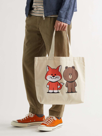 Maison Kitsuné + Line Friends Logo-Print Cotton-Canvas Tote Bag outlook