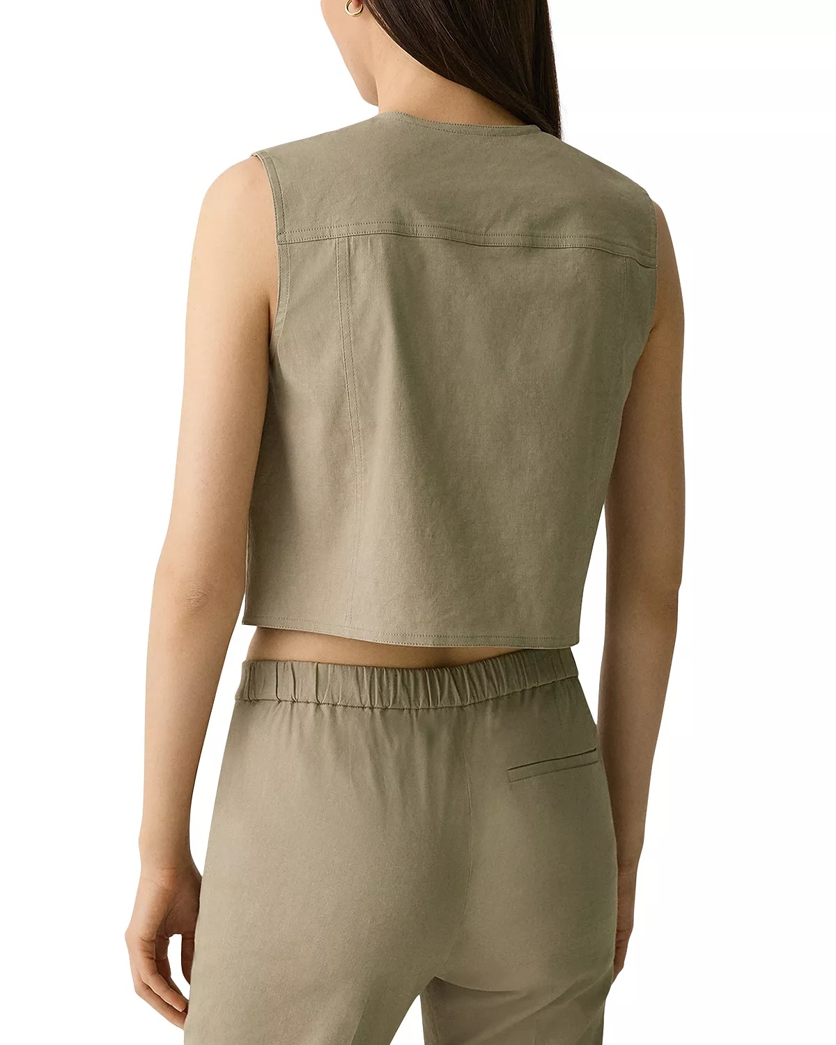 Fitted Sleeveless Linen Vest - 3