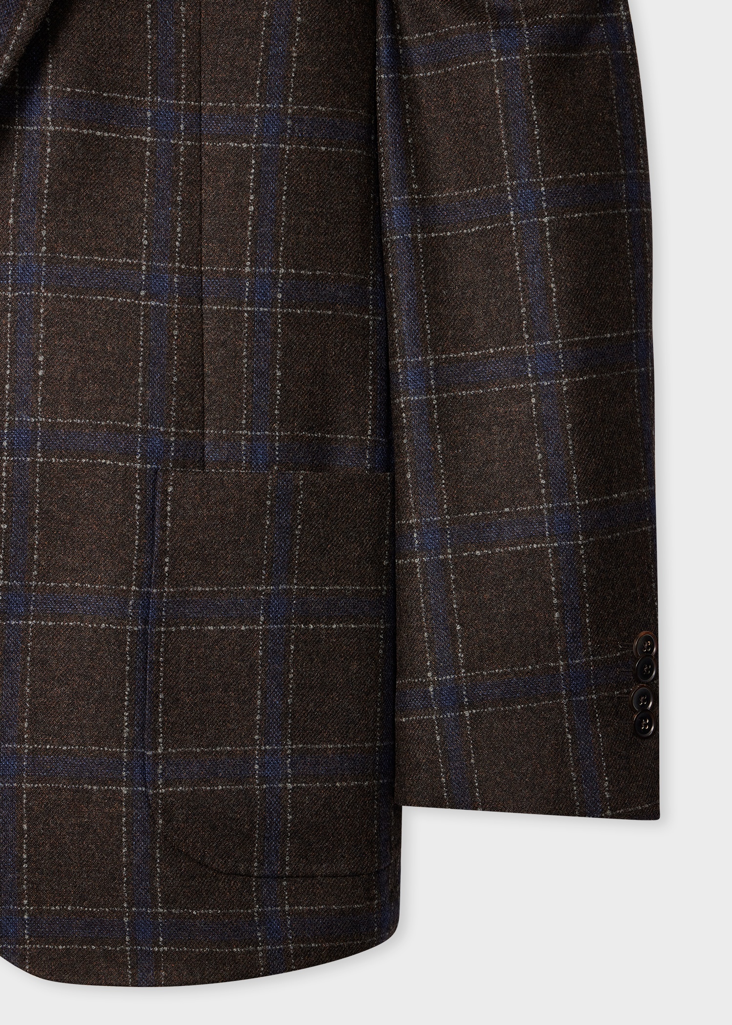 Dark Brown Check Wool-Cashmere Buggy-Lined Blazer - 3