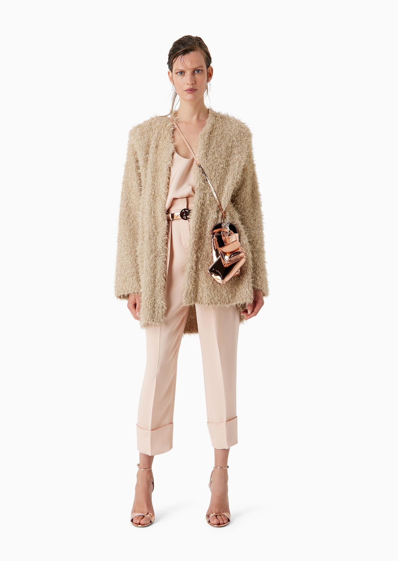 GIORGIO ARMANI High-rise marocain glittery silk trousers