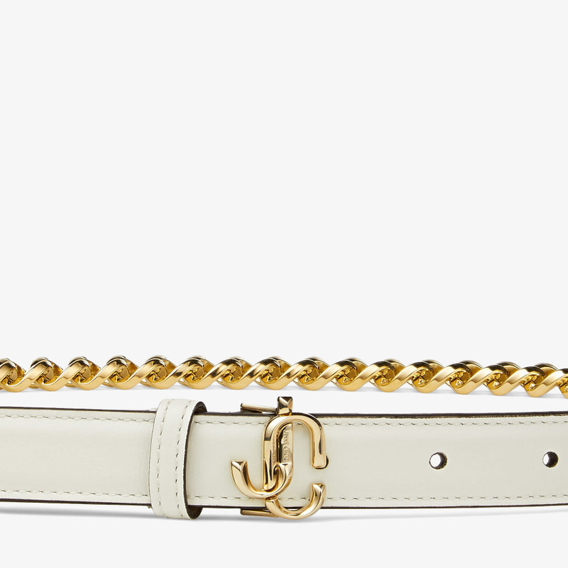 JIMMY CHOO JC Chain
Latte Soft Shiny Calf and Chain Belt with Light Gold JC Emblem outlook