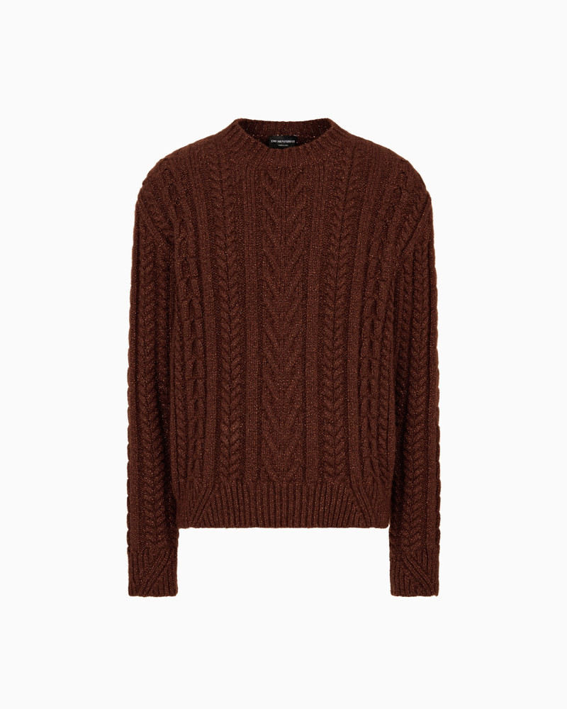 CABLE-KNIT JUMPER IN A WOOL AND LUREX BLEND 1