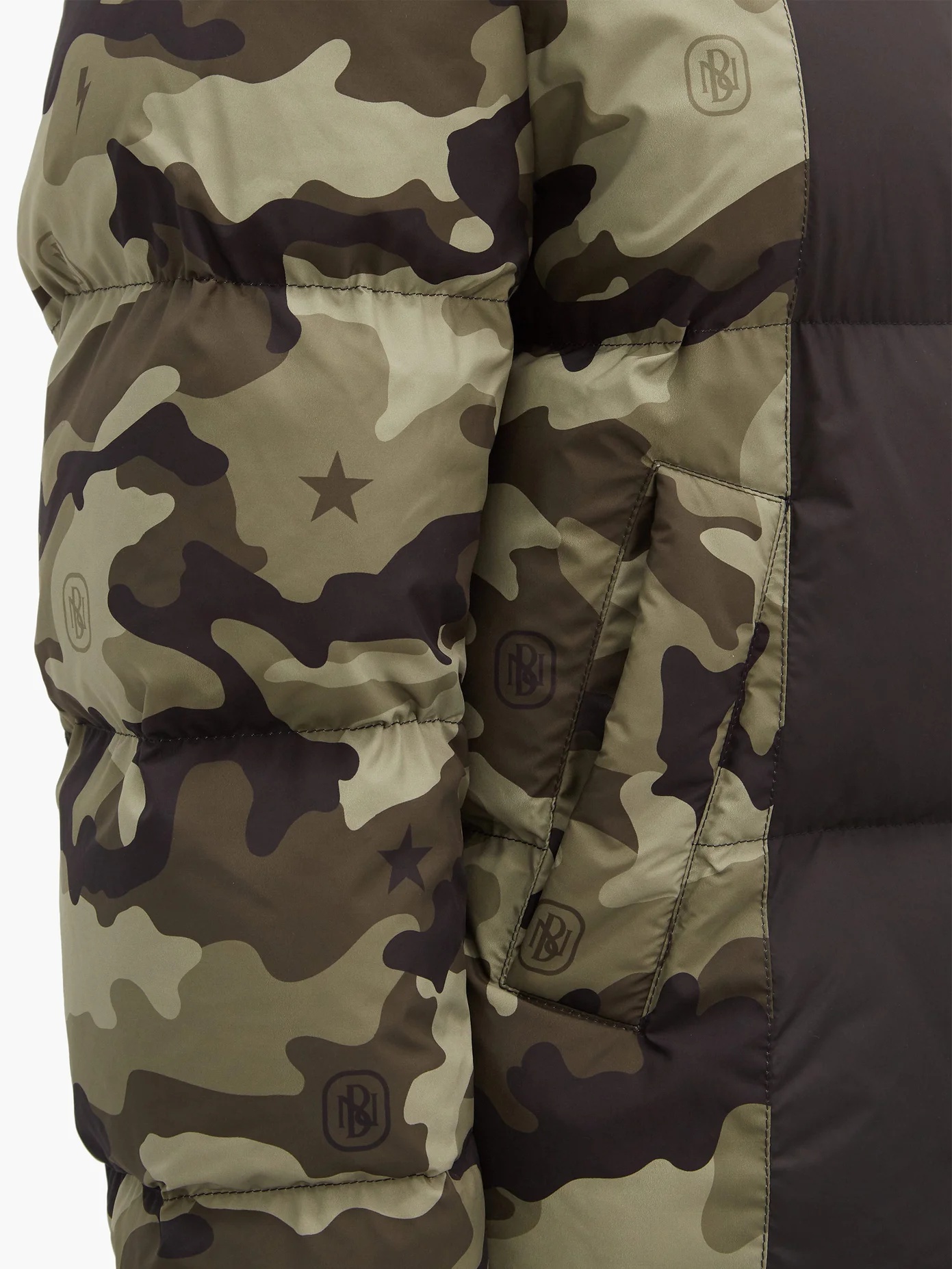 Camouflage-panelled padded jacket - 3