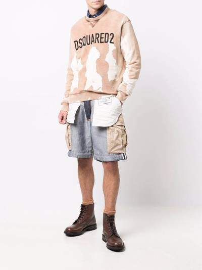 DSQUARED2 logo-print bleached-effect relaxed sweatshirt outlook