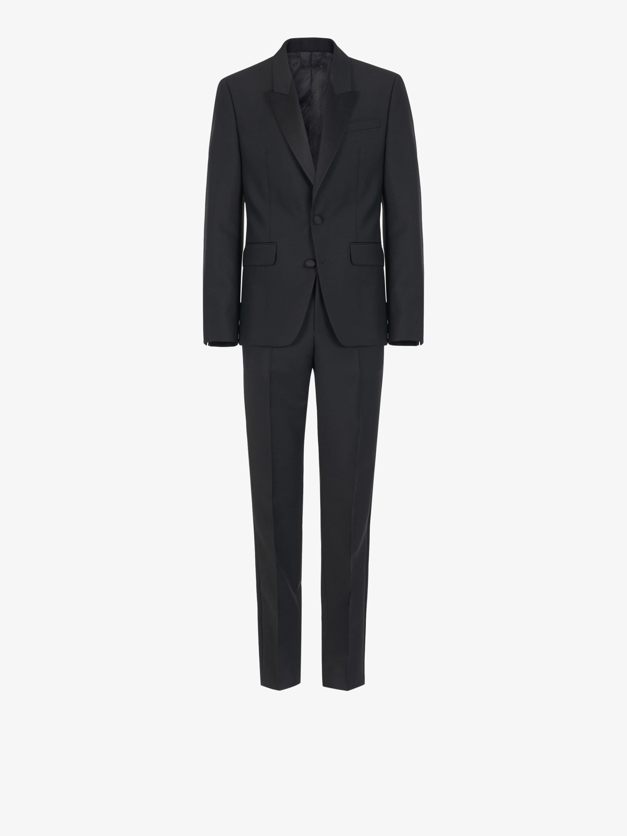 Slim fit tuxedo suit in wool and mohair with satin collar - 1