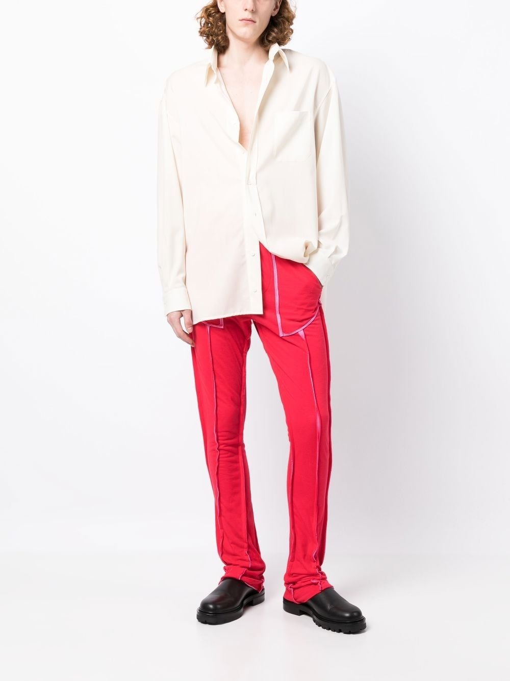 seam-detail straight-leg trousers - 2
