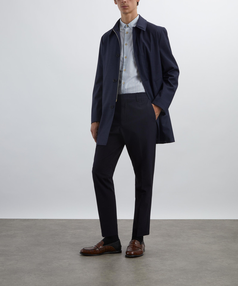 Paul Smith Navy Plaid Mac Coat with Gilet outlook