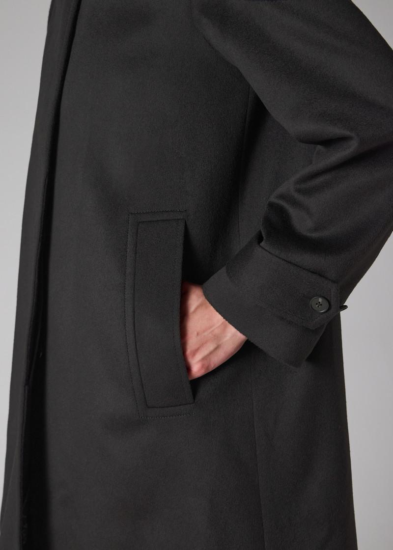 Women's Navy Wool-Cashmere Blend Back-Button Coat 9