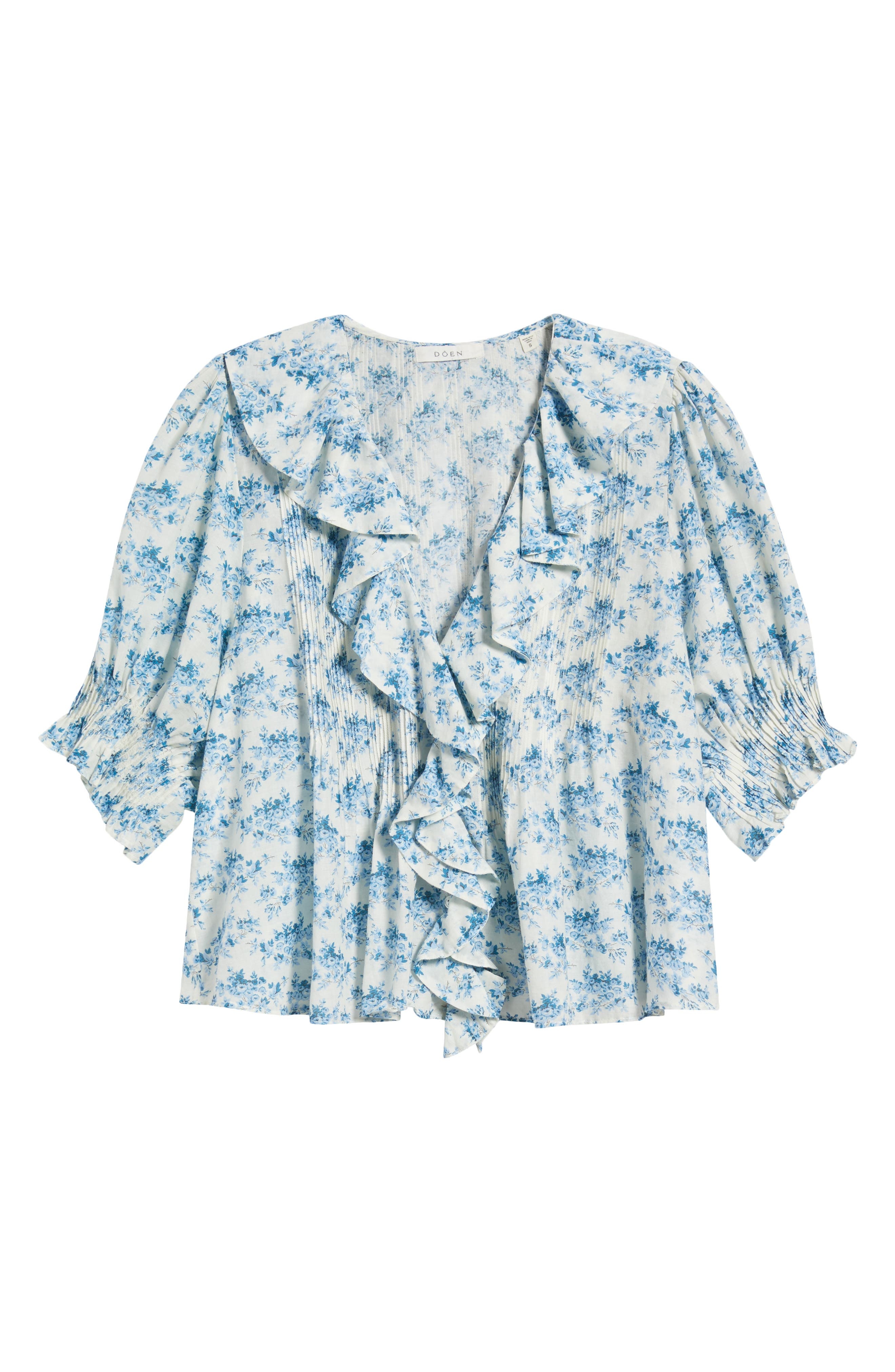 DÔEN Henri Floral Organic Cotton Voile Top in Bleu Rosier Floral at Nordstrom - 5