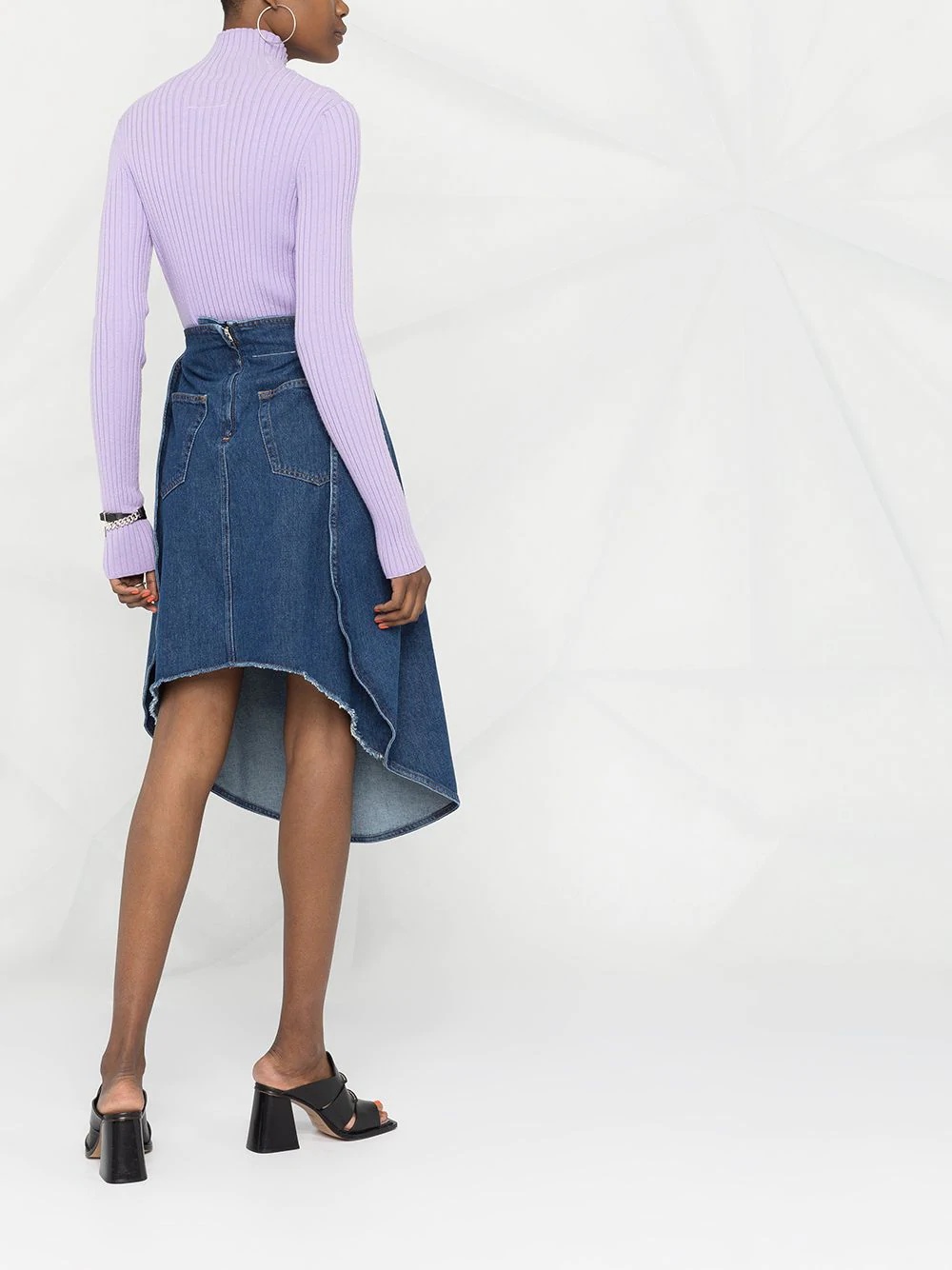 curved-front denim skirt - 4