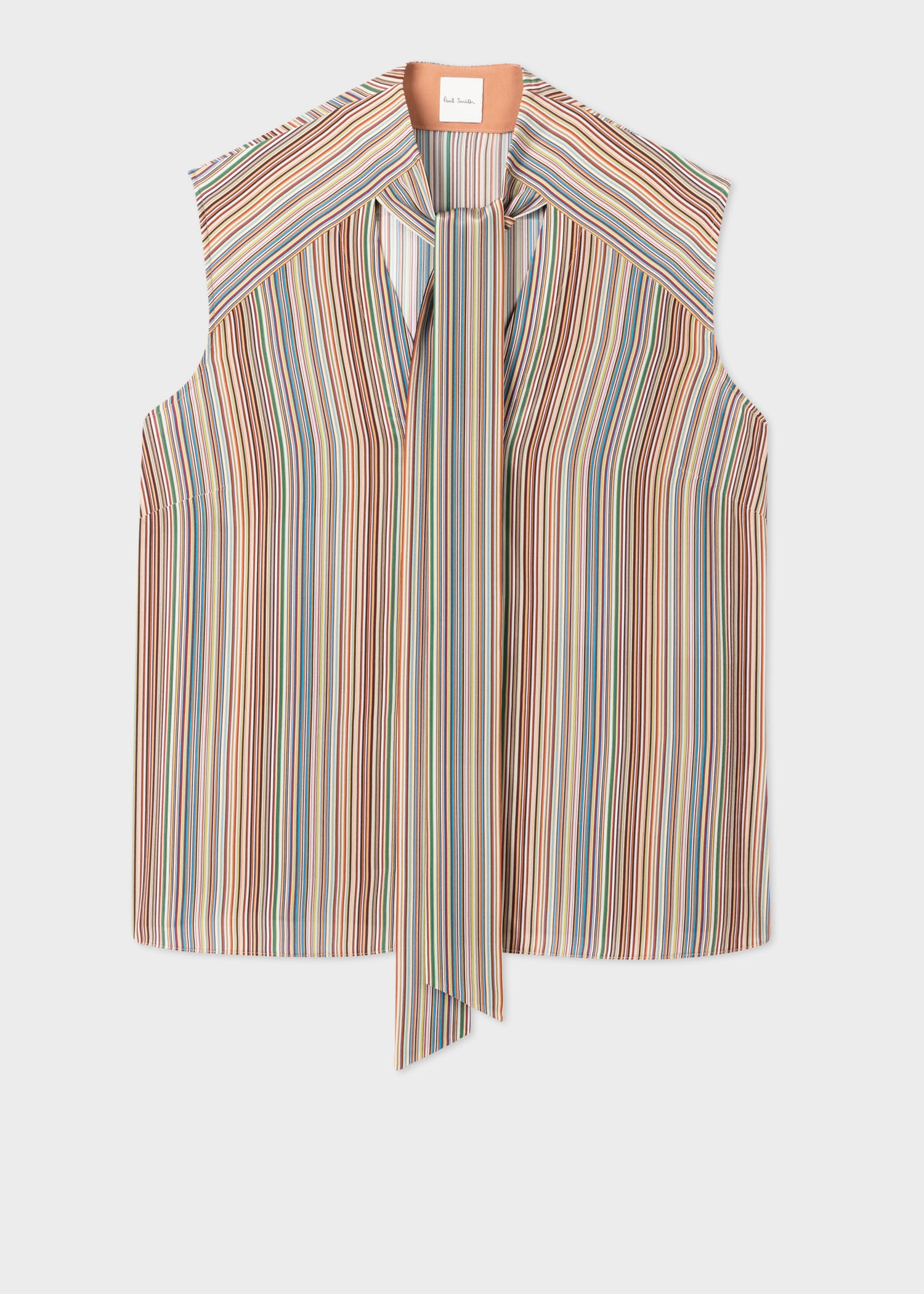 'Signature Stripe' Silk Tie Neck Blouse - 1