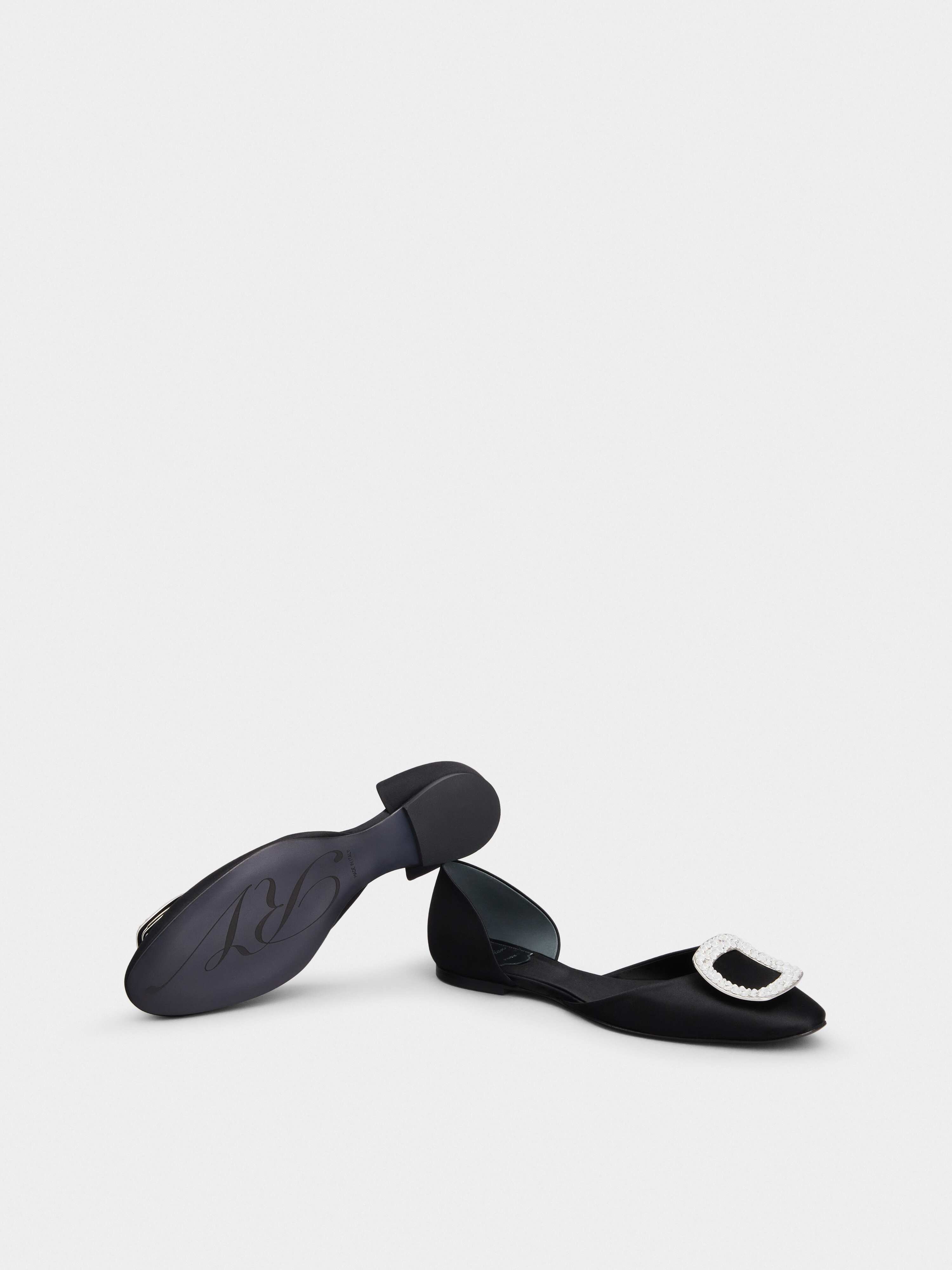 Chips Strass Buckle Dorsay Ballerinas in Satin - 6