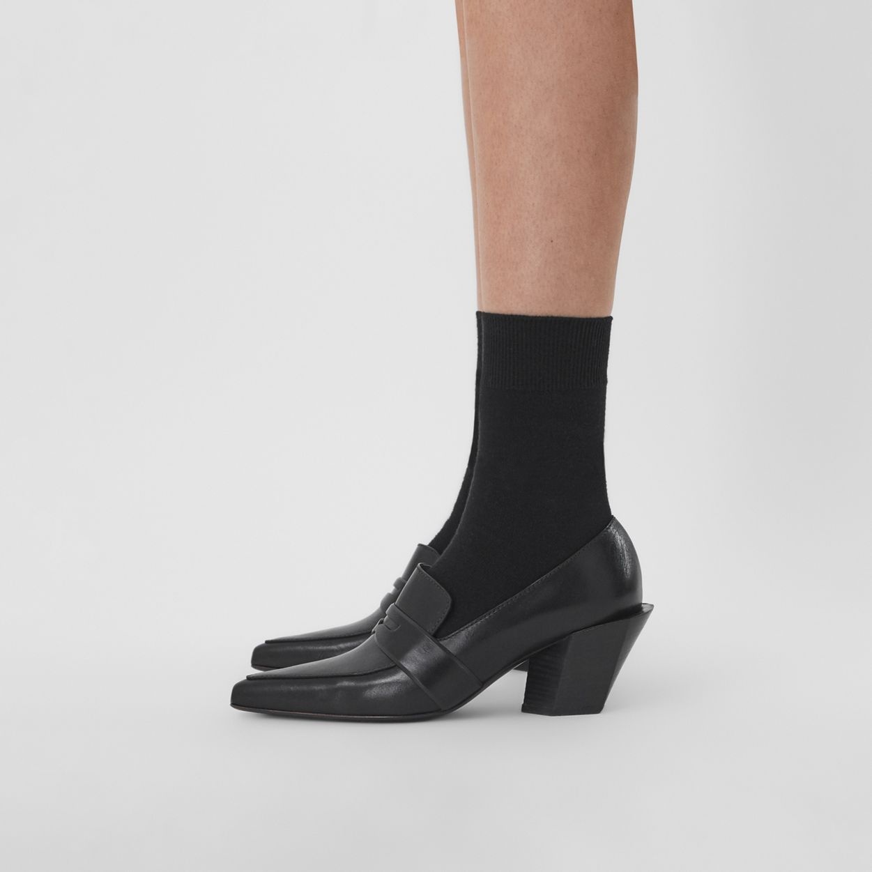 Leather Heeled Loafers - 4