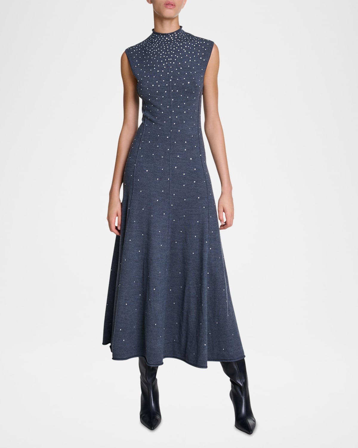 Ristrassy Embellished Knit Midi Dress - 1