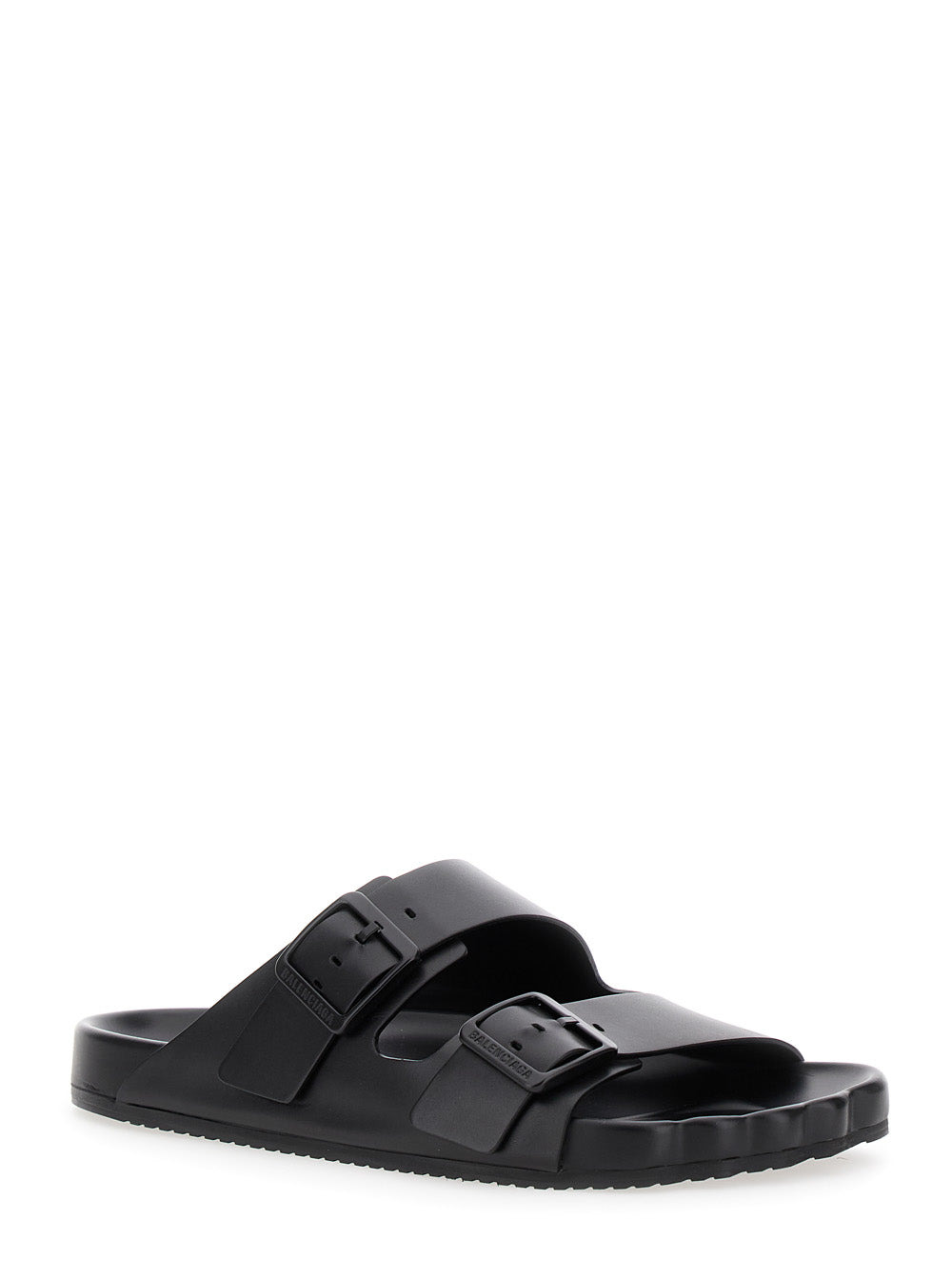Balenciaga Men 'Sunday' Black Sandals With Engraved Logo In Leather Woman - 2