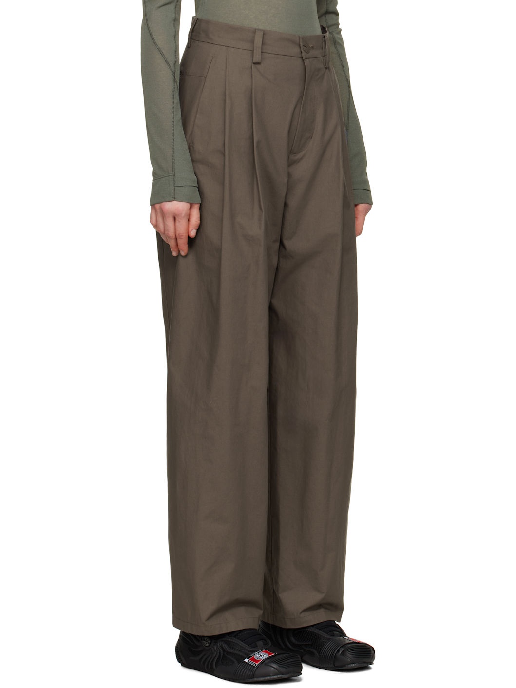 Brown Wide Beaded Belt Trousers - 2