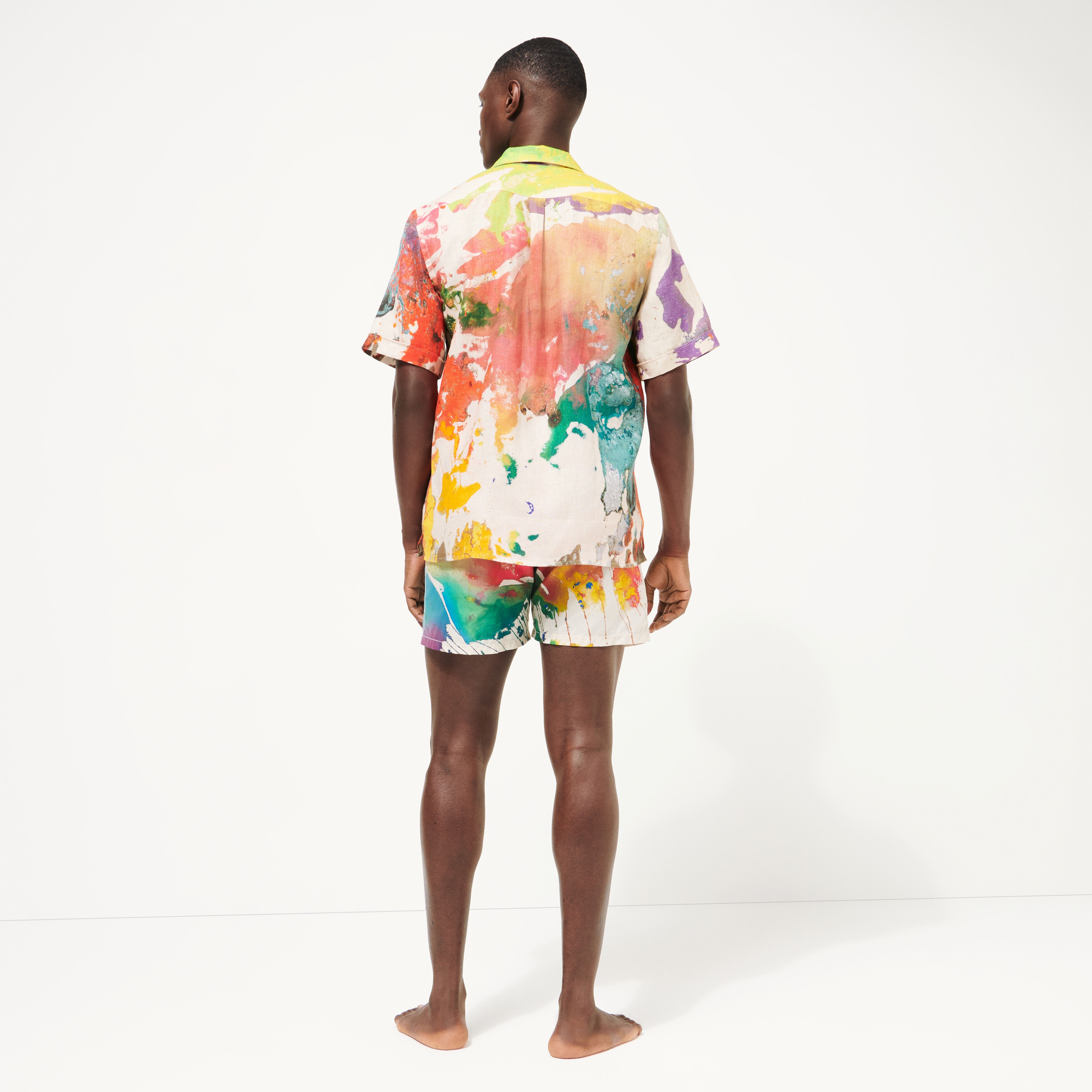 Men Bowling Shirt Linen Gra - Vilebrequin x John M Armleder - 4