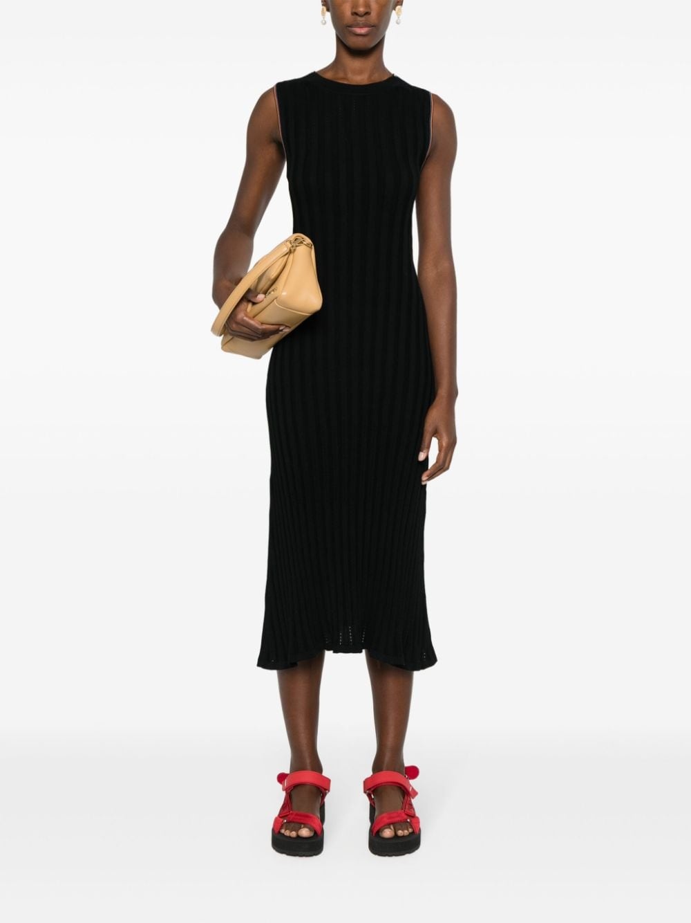 stripe-trim ribbed maxi dress - 2