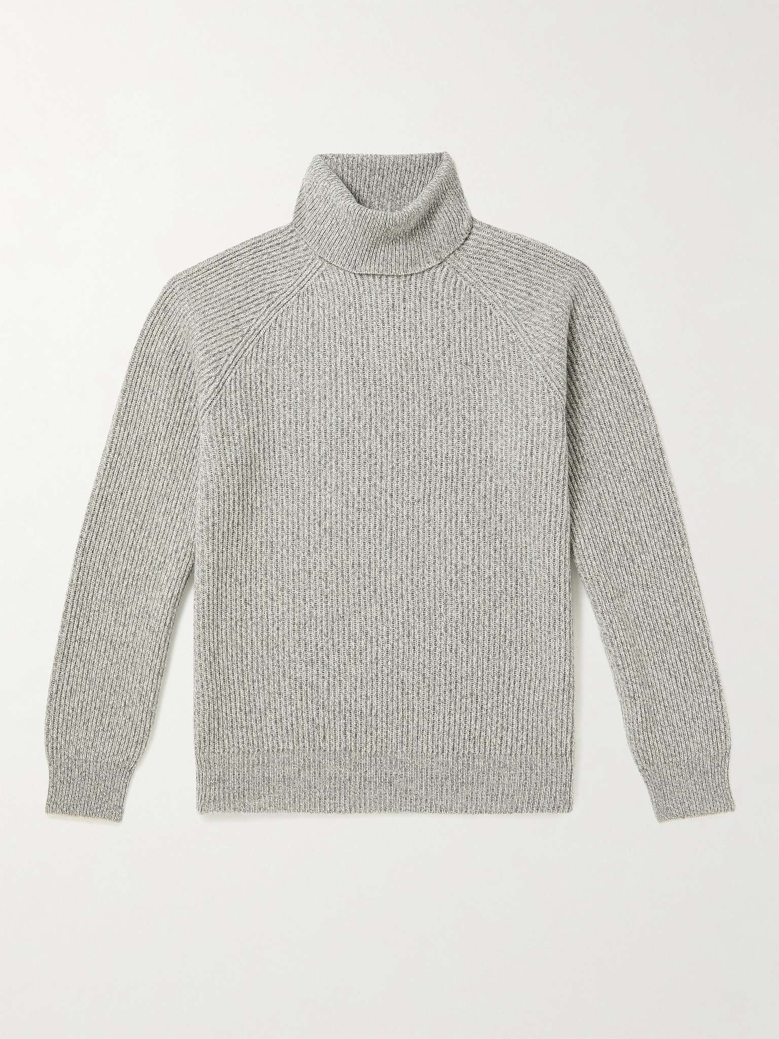 Ribbed Virgin Wool, Cashmere and Silk-Blend Rollneck Sweater - 1