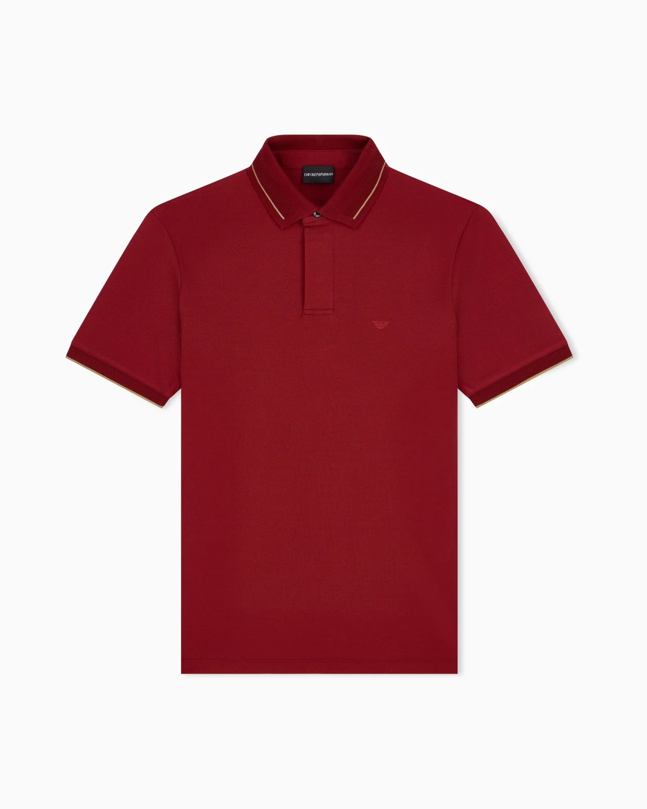 PIQUÉ POLO SHIRT WITH STRIPE DETAIL ON THE COLLAR - 1
