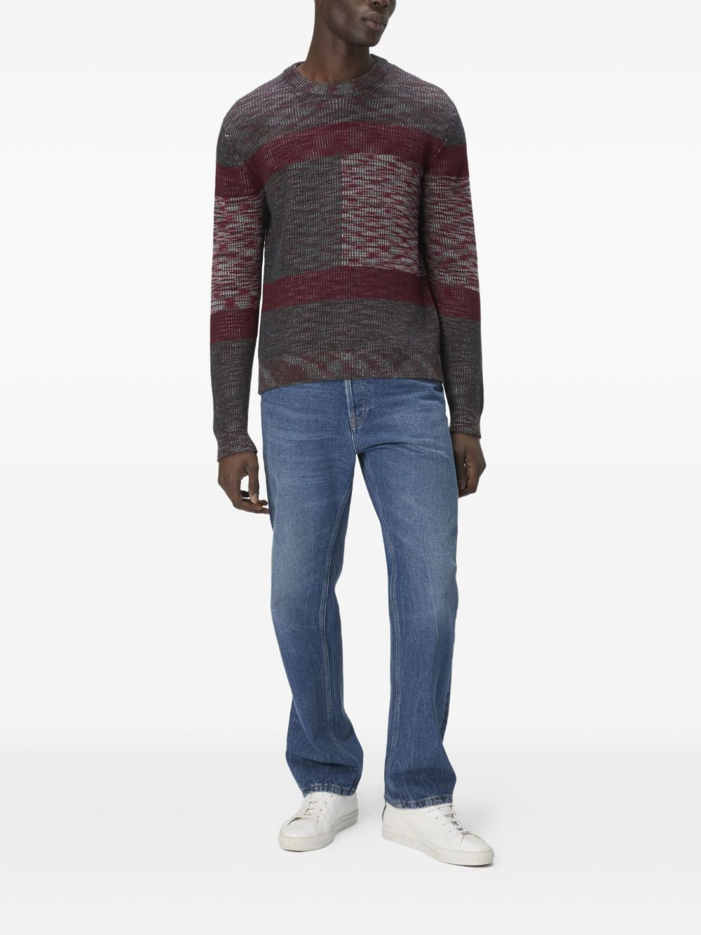 block-pattern ribbed sweater - 2