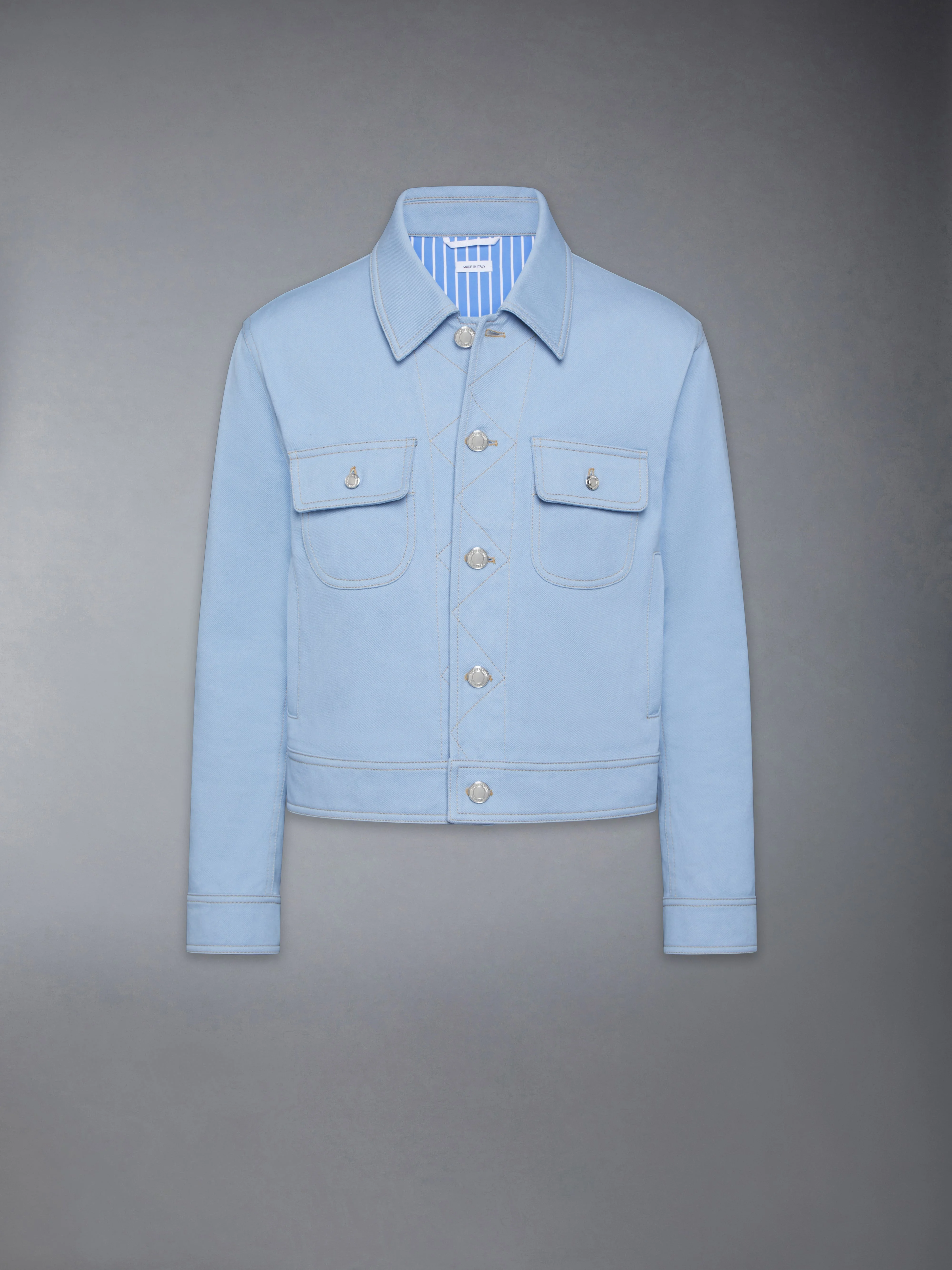 CONTRAST STITCH DENIM BACKSTRAP UTILITY JACKET - 1