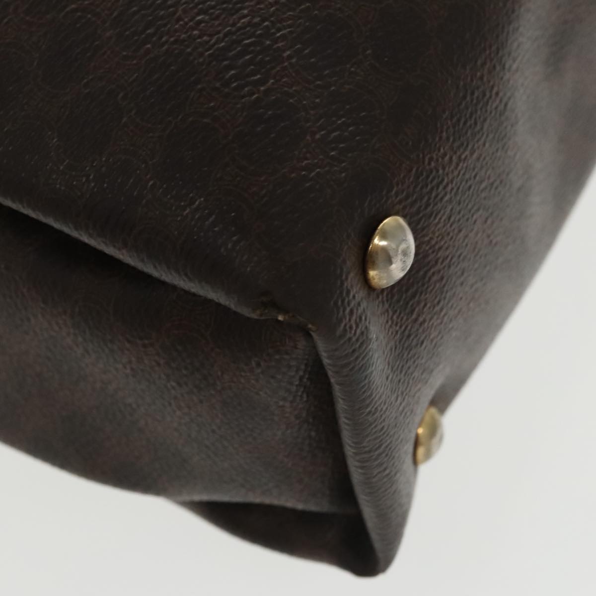 CELINE Macadam Canvas Hand Bag Pvc Leather Brown Gold - 15