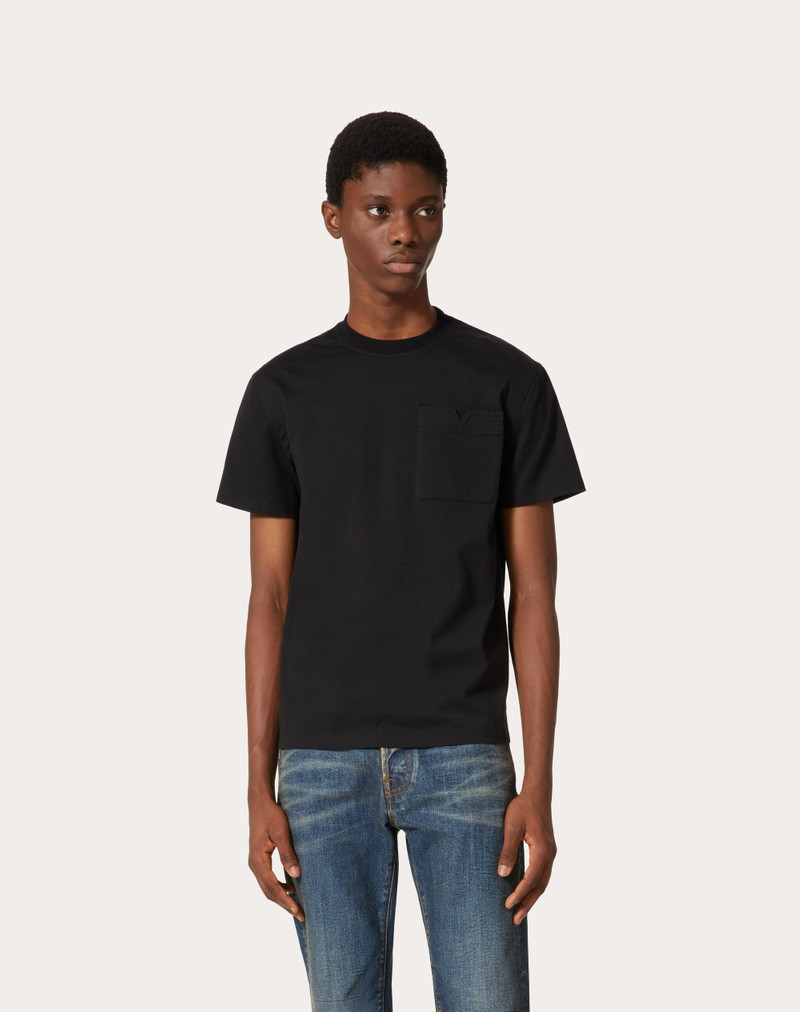 COTTON T-SHIRT WITH TOPSTITCHED V DETAIL 3