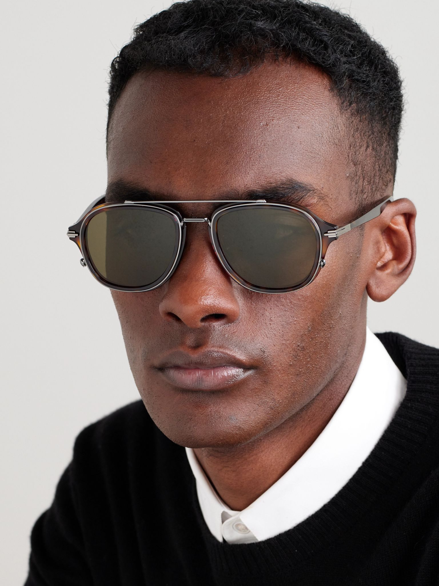 DiorBlacksuit A4U Aviator-Style Tortoiseshell Acetate and Silver-Tone Sunglasses Tortoiseshell - 2