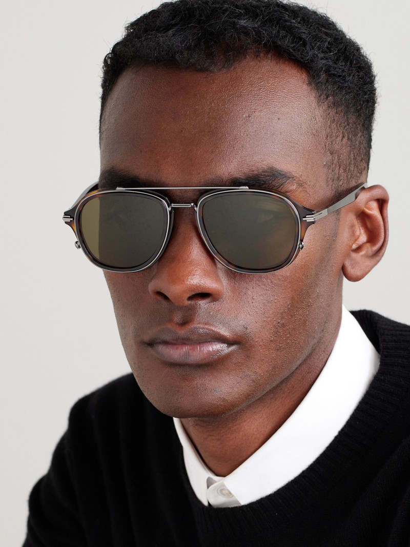 Dior DiorBlacksuit A4U Aviator-Style Tortoiseshell Acetate and Silver-Tone Sunglasses Tortoiseshell outlook