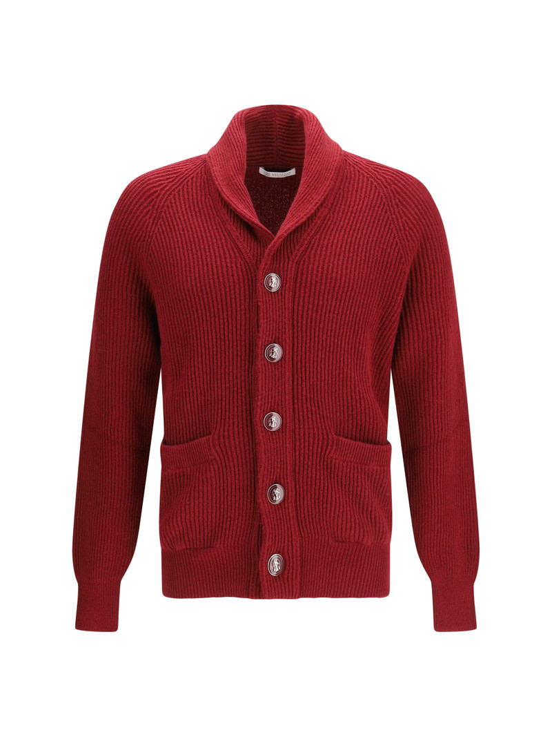 Brunello Cucinelli Ribbed Cotton Cardigan — Red 1