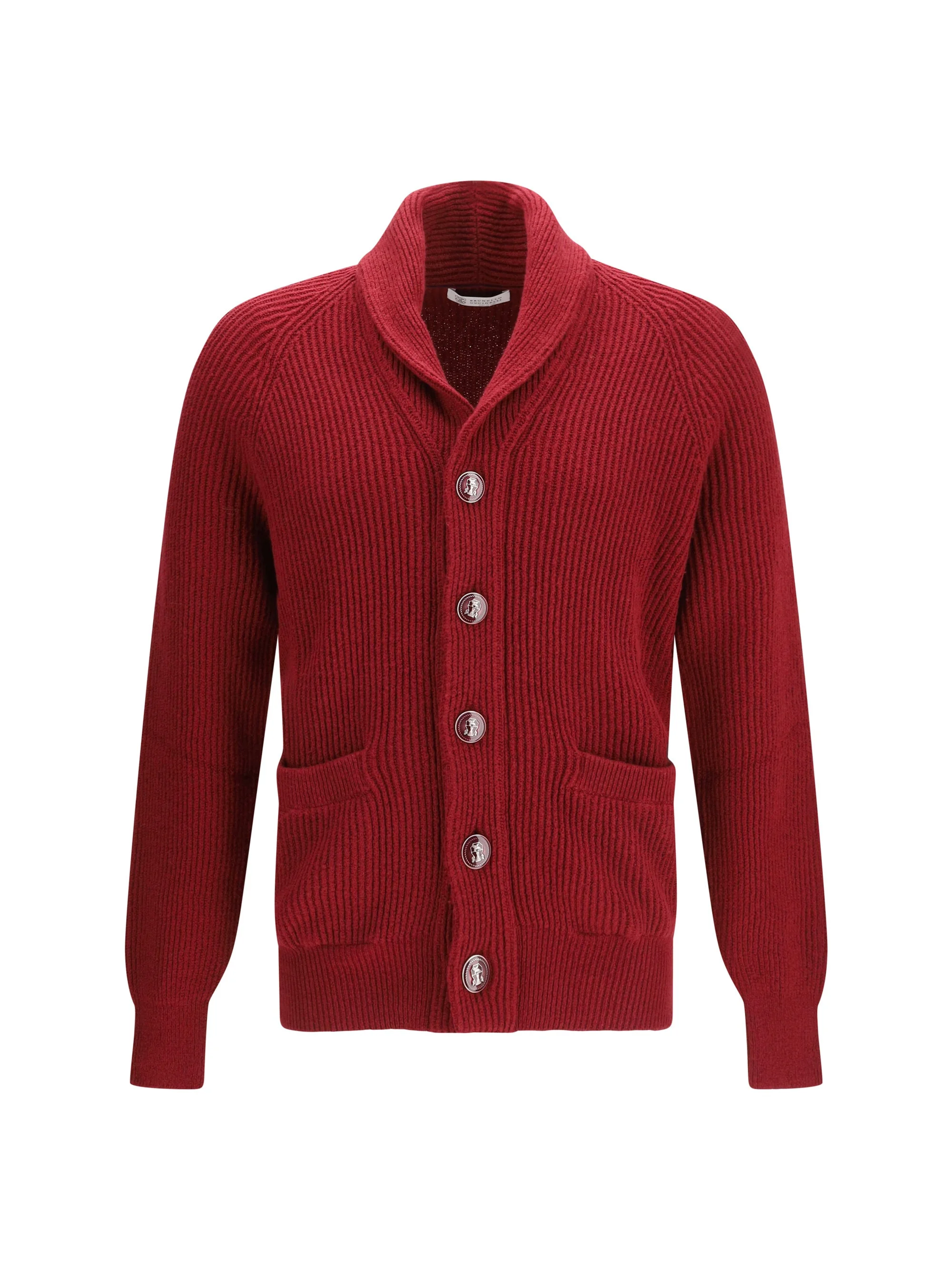 Brunello Cucinelli Ribbed Cotton Cardigan — Red - 1