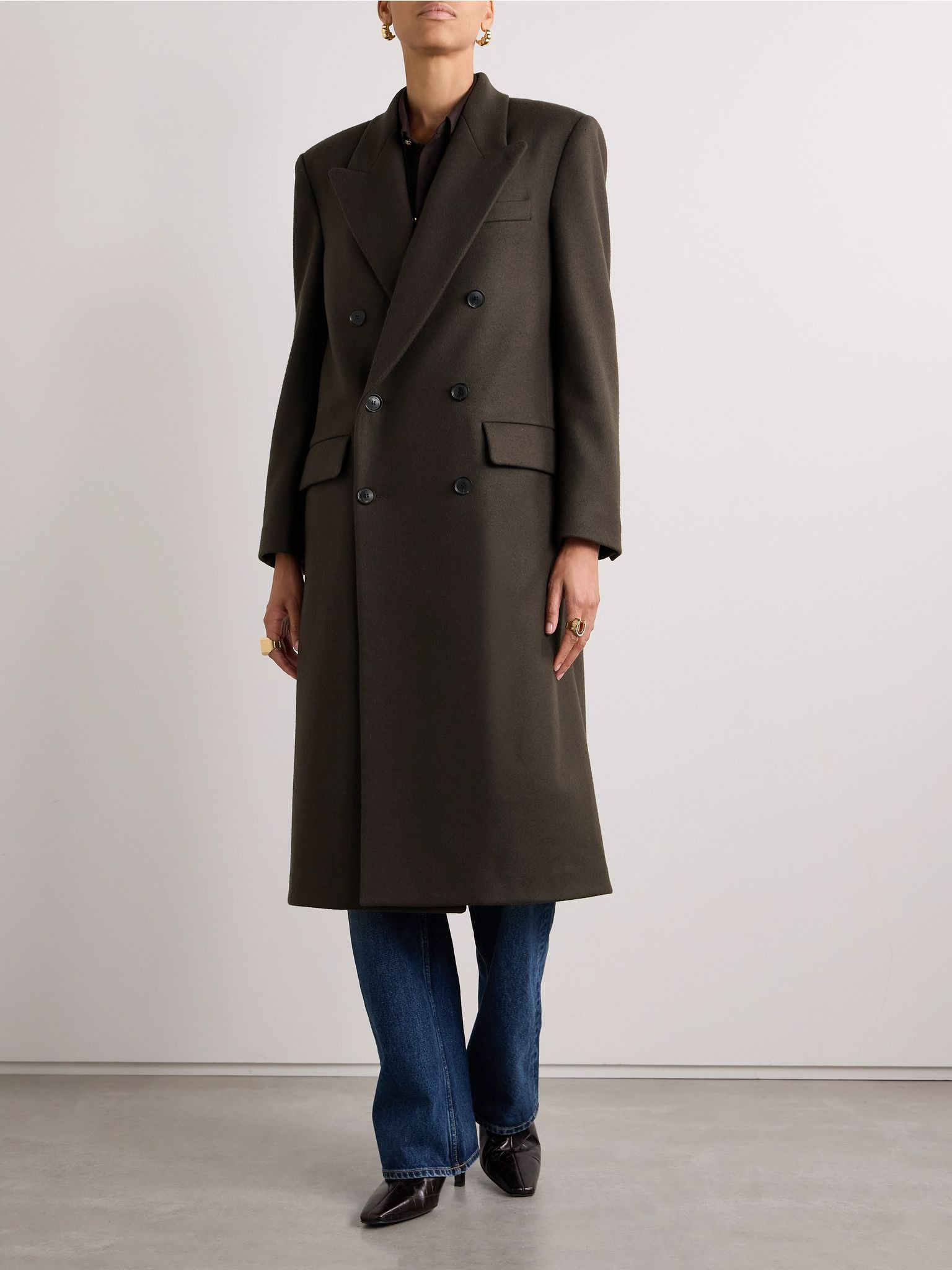 Edmont double-breasted wool-blend coat Brown - 3