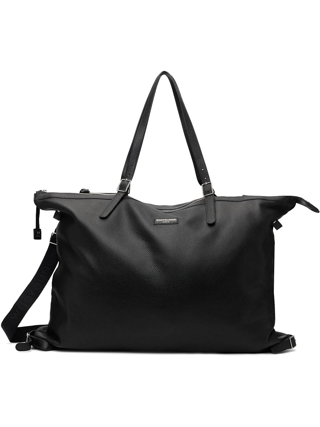 Black Medium Plus Leather Tote - 1