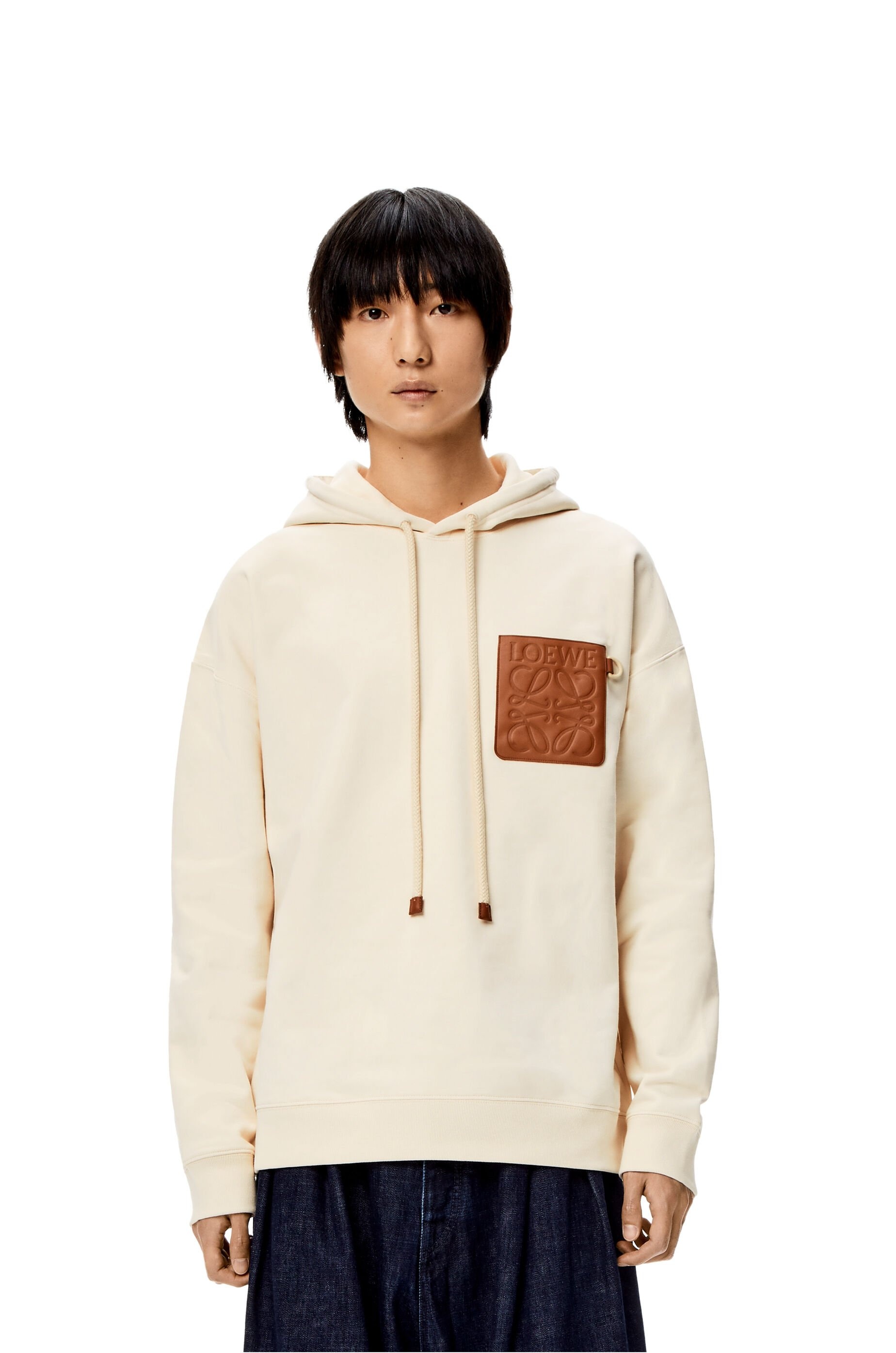 Anagram leather patch hoodie in cotton - 3