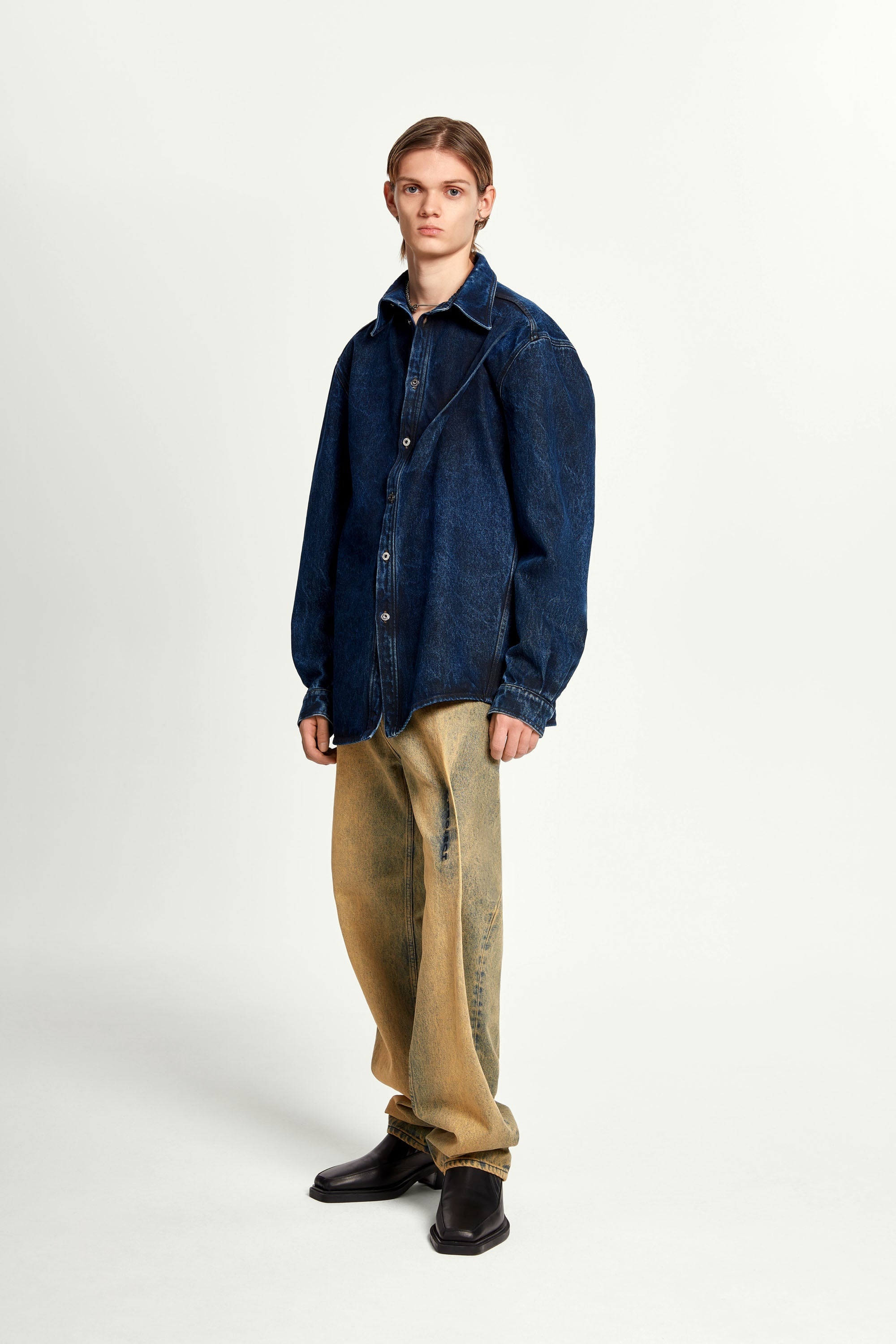 Pinched Logo Denim Shirt - 5