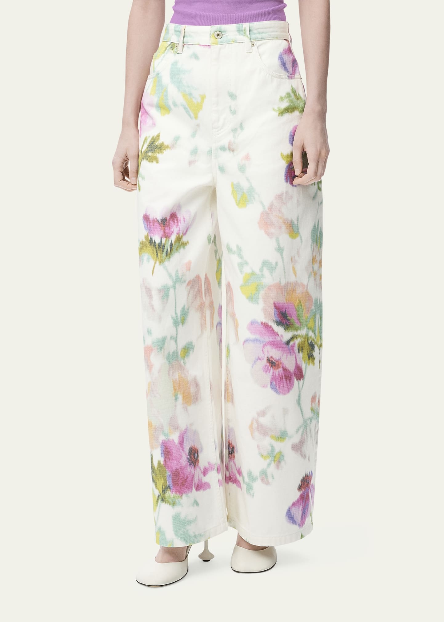 Floral-Print Wide-Leg Jeans - 3