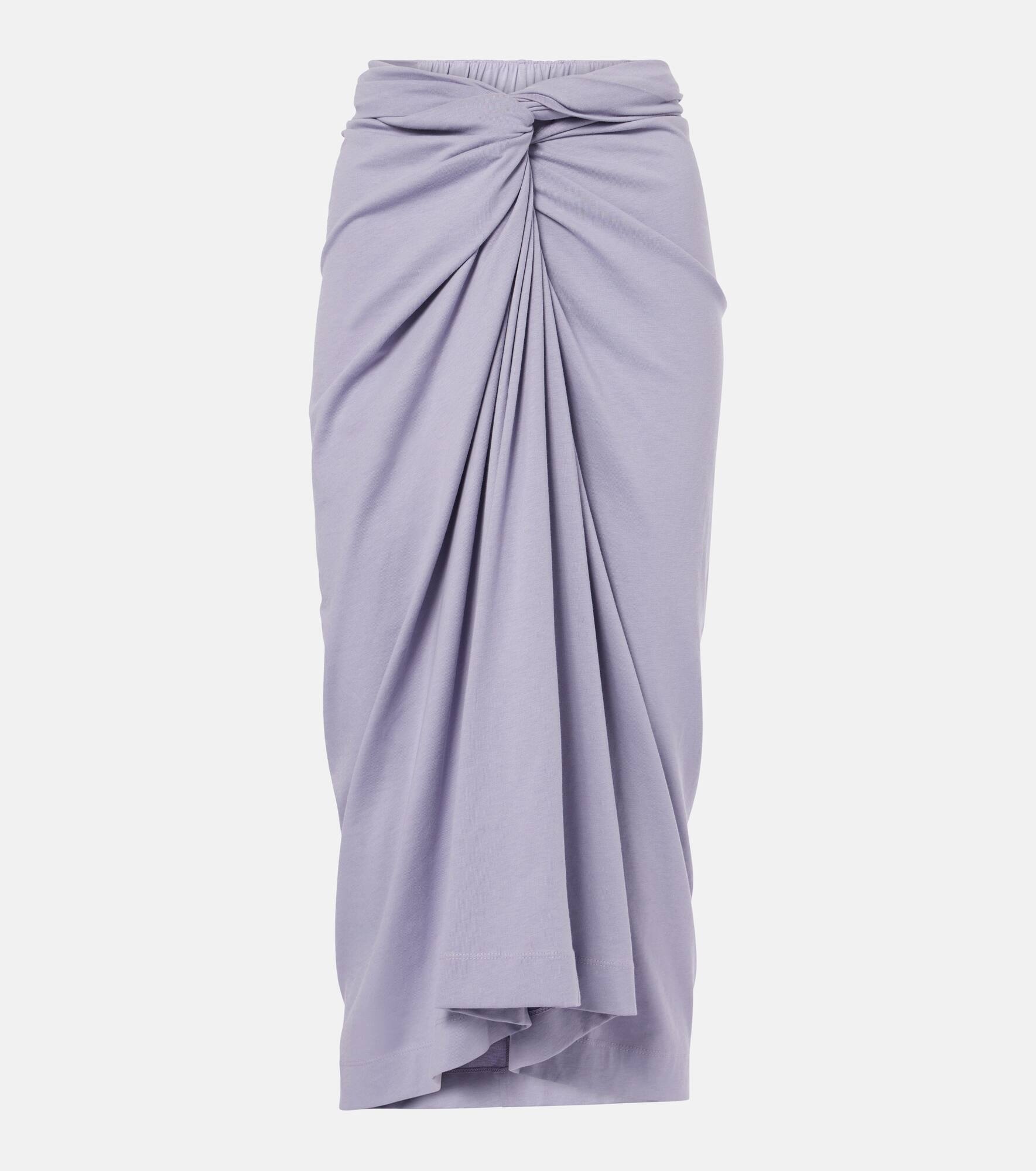 Gathered cotton jersey midi skirt - 1